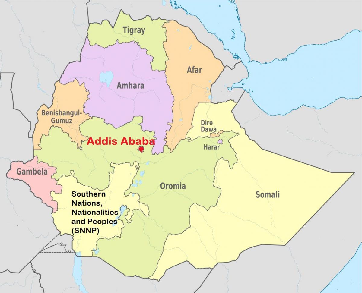Адыс-абеба, Эфіопія на карце свету 