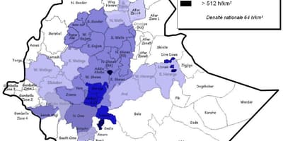 Шчыльнасць насельніцтва Эфіопіі карце